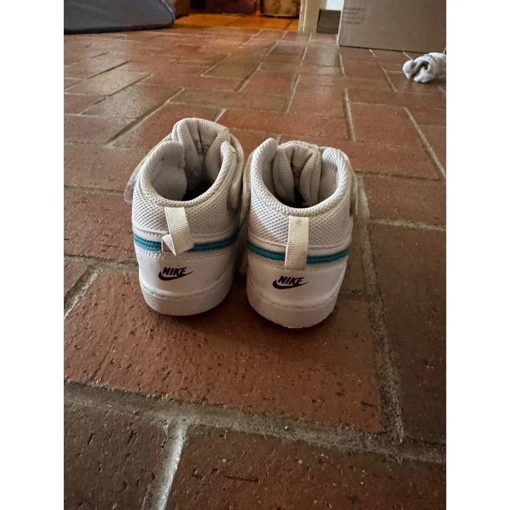 Nike Court Borough Mid 2 Kids White Teal Sneakers CD7784-117 Size 10C